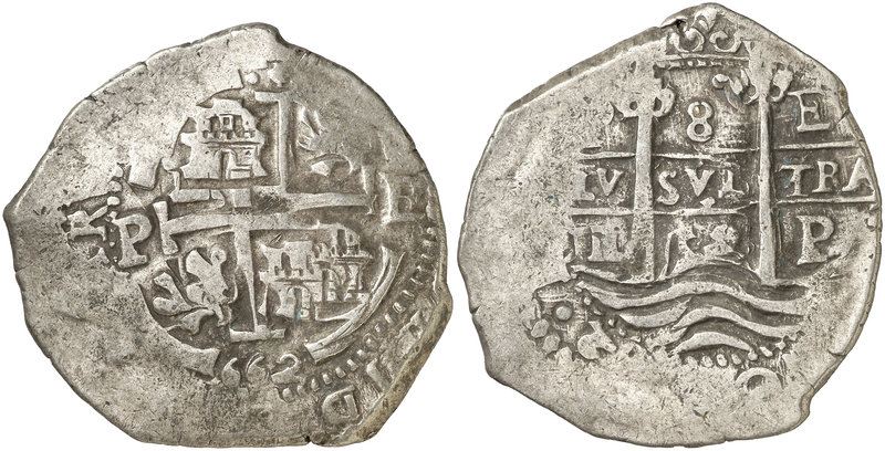 1662. Felipe IV. Potosí. E. 8 reales. (Cal. 451) (Paoletti 290). 26,87 g. Triple...