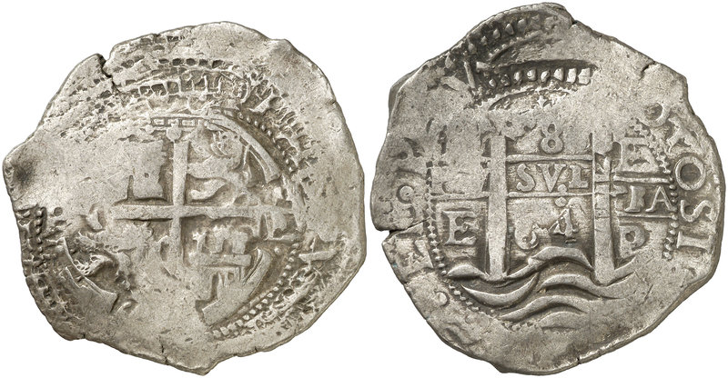1664. Felipe IV. Potosí. E. 8 reales. (Cal. 453) (Paoletti 292). 27,02 g. Doble ...