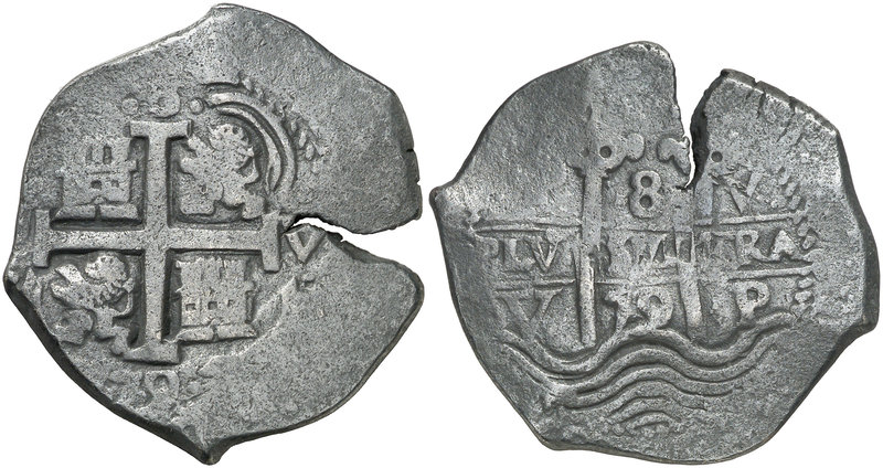 1679. Carlos II. Potosí. V (Pedro de Villar). 8 reales. (Cal. 359) (Paoletti 313...