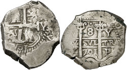 1701. Carlos II. Potosí. Y (Diego de Ybarburo). 8 reales. (Cal. 392) (Paoletti 342A). 27,15 g. Doble fecha. Rara con el nombre del rey aunque sea parc...
