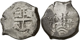 1706. Felipe V. Potosí. Y. 8 reales. (Cal. 866) (Paoletti 347). 26,06 g. Doble fecha, una parcial. BC+/MBC-.