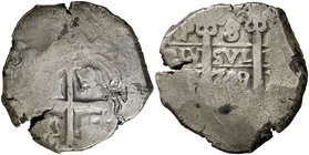 1709/8. Felipe V. Potosí. Y. 8 reales. (Cal. 869 var) (Paoletti 350 var). 25,88 g. BC/MBC-.