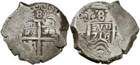 1716. Felipe V. Potosí. Y. 8 reales. (Cal. 876) (Paoletti 357). 26,97 g. MBC-.