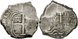 1717. Felipe V. Potosí. Y. 8 reales. (Cal. 877) (Paoletti 358). 27,03 g. MBC-.