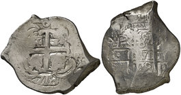 1718. Felipe V. Potosí. Y. 8 reales. (Cal. 878) (Paoletti 359). 26,42 g. Doble fecha. MBC-.