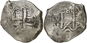 1720. Felipe V. Potosí. Y. 8 reales. (Cal. 880) (Paoletti 361). 26,75 g. MBC-.