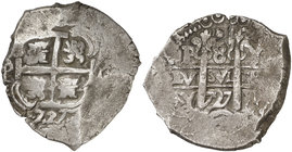 1727. Felipe V. Potosí. Y. 8 reales. (Cal. 26) (Paoletti 369). 27,09 g. Doble fecha. Buen ejemplar. MBC+.