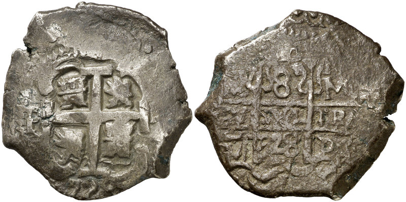 1728. Felipe V. Potosí. M (José Matienzo). 8 reales. (Cal. 885) (Paoletti 370). ...