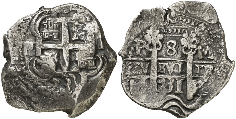 1731. Felipe V. Potosí. M. 8 reales. (Cal. 888) (Paoletti 373). 26,59 g. Doble f...