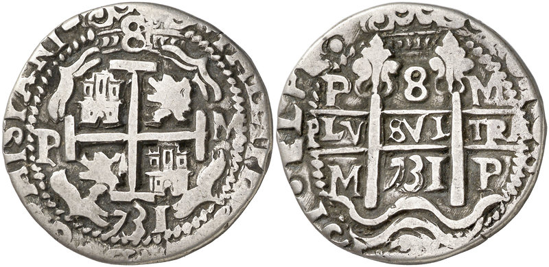 1731. Felipe V. Potosí. M. 8 reales. (Cal. 829) (Lázaro 279). 26,30 g. Redona. T...