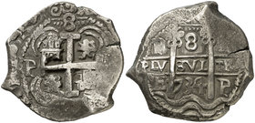 1734. Felipe V. Potosí. E. 8 reales. (Cal. 893) (Paoletti 380). 25,96 g. Buen ejemplar. MBC+.