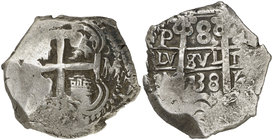 1738. Felipe V. Potosí. M. 8 reales. (Cal. 899) (Paoletti 385). 26,72 g. MBC.