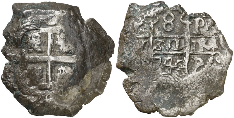1740. Felipe V. Potosí. P (Diego de Puy). 8 reales. (Cal. 902) (Paoletti 388 bis...