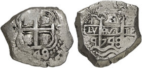 1748. Fernando VI. Potosí. q. 8 reales. (Cal. 358) (Paoletti 401). 26,91 g. Doble fecha. MBC-.