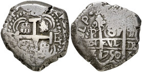 1750. Fernando VI. Potosí. E (Esteban Gutiérrez de Escalante) E/q. 8 reales. (Cal. 361) (Paoletti 414 sim). 26,61 g. Mientras que la E de Escalante ap...