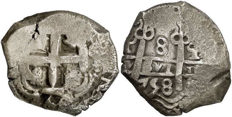 1758. Fernando VI. Potosí. q. 8 reales. (Cal. 375) (Paoletti 411). 26,24 g. Dobl...