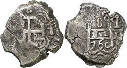 1760. Fernando VI. Potosí. q. 8 reales. (Cal. 377) (Paoletti 413). 26,99 g. Rara con parte del nombre del rey. MBC-/MBC.