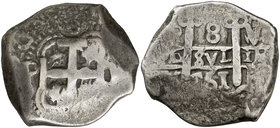 1761. Carlos III. Potosí. V. 8 reales. (Cal. 947) (Paoletti 432). 26,69 g. Doble fecha. MBC-.