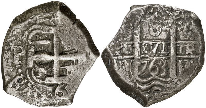 1763. Carlos III. Potosí. V e Y. 8 reales. (Cal. falta) (Paoletti 434). 26,81 g....