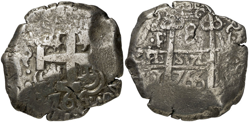 1766. Carlos III. Potosí. V. 8 reales. (Cal. 953) (Paoletti ¿437?). 26,56 g. Dob...
