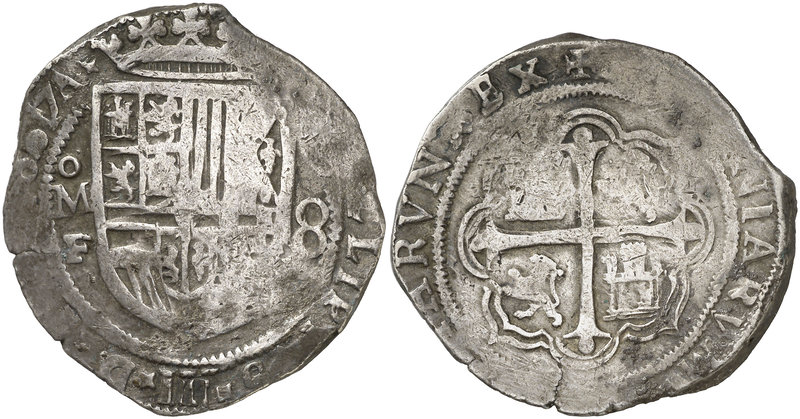 1607. Felipe III. México. F. 8 reales. (Cal. falta) (Kr. 44.3). 27,35 g. La fech...