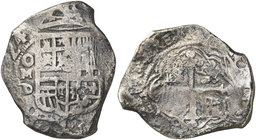 1624. Felipe IV. México. D. 8 reales. (Cal. 315). 25,84 g. Procedente del naufragio de una nave desconocida en Lucayan Beach, en Gran Bahama, hacia 16...