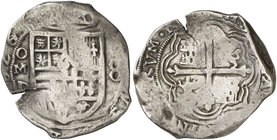 1626/5. Felipe IV. México. D. 8 reales. (Cal. 318 var) (Kr. no reseña la rectificación). 27,29 g. Rara. MBC-.