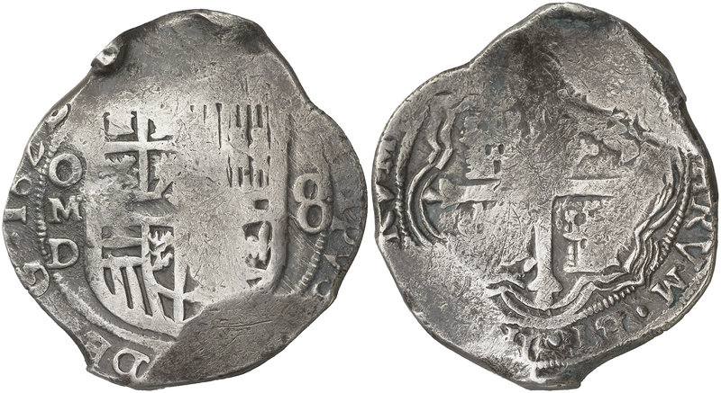 1628/7. Felipe IV. México. D. 8 reales. (Cal. 321 var) (Kr. no reseña la rectifi...