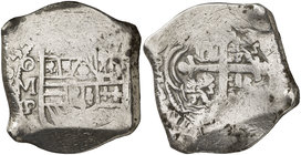 1634. Felipe IV. México. P/D. 8 reales. (Cal. 329) (Kr. no reseña la rectificación). 26,57 g. Rara. MBC-.