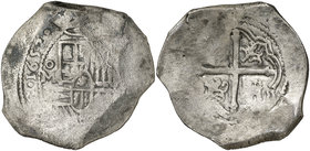 1652. Felipe IV. México. P. 8 reales. (Cal. 356). 25,86 g. Procedente de naufragio, leves corrosiones marinas. Rara. (MBC-).