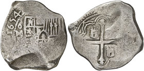1654. Felipe IV. México. P. 8 reales. (Cal. 360). 27,24 g. Rara. BC+.