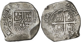 1655. Felipe IV. México. P. 8 reales. (Cal. 362). 27,45 g. Rara. MBC.
