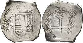 1659. Felipe IV. México. P. 8 reales. (Cal. 368). 26,99 g. Rara. BC+.