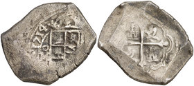 1714. Felipe V. México. (J). 8 reales. (Cal. 743). 25,49 g. Estilo antiguo, perteneciente a la flota de 1715. Rara. MBC-.