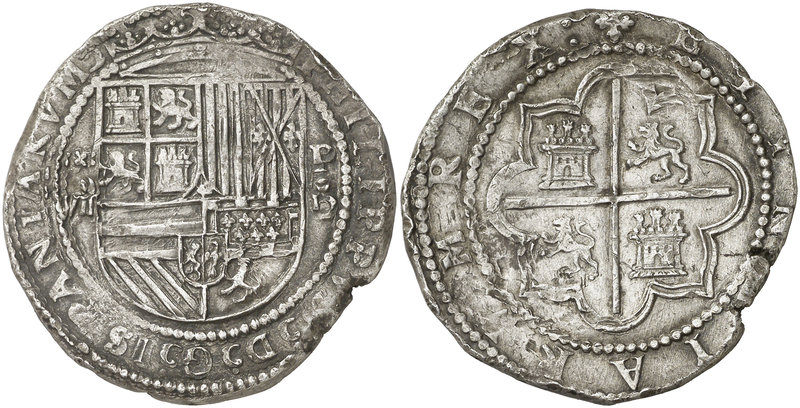 s/d. Felipe II. Lima. D (Diego de la Torre 1577-1588). 8 reales. (Cal. 143). 27,...