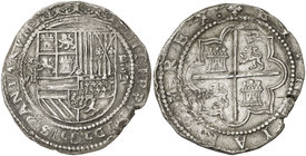 s/d. Felipe II. Lima. D (Diego de la Torre 1577-1588). 8 reales. (Cal. 143). 27,24 g. Atractiva. Rara y más así. EBC-.
