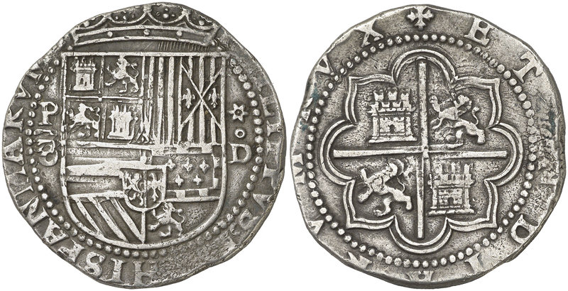 s/d. Felipe II. Lima. D. 8 reales. (Cal. 147). 26,04 g. Variante con el 8 del va...