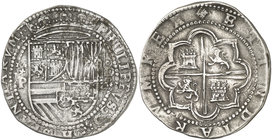 s/d. Felipe II. Lima. D. 8 reales. (Cal. 151). 27,17 g. Leves oxidaciones. Rara. MBC/EBC-.