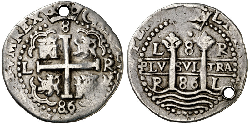 1686. Carlos II. Lima. R. 8 reales. (Cal. 217) (Lázaro 2). 26,46 g. Redonda. Tip...