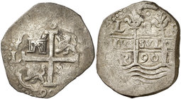 1690. Carlos II. Lima. R. 8 reales. (Cal. 233). 27,10 g. Doble fecha. Rara. MBC+.