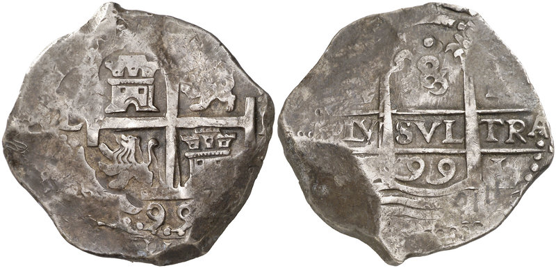 1699. Carlos II. Lima. (R). 8 reales. (Cal. 245). 27,49 g. Ensayador visible sól...