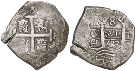 1703. Felipe V. Lima. H. 8 reales. (Cal. 625). 27,23 g. Rara. MBC-/MBC.