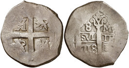 1718. Felipe V. Lima. M. 8 reales. (Cal. 640). 26,79 g. Muy escasa. MBC.