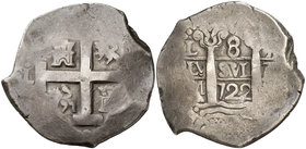 1722. Felipe V. Lima. M. 8 reales. (Cal. 644). 26,76 g. Muy escasa. MBC.