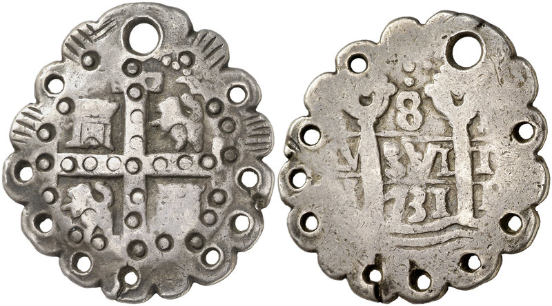 1731. Felipe V. Lima. N (Joaquín Negrín 1728-1740). 8 reales. (Cal. 652). 23,54 ...