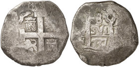 1737. Felipe V. Lima. N. 8 reales. (Cal. 658). 25,82 g. Muy escasa. MBC-.