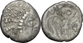 Celtic World. Cisalpine Gaul, Leponti. AR Drachm, imitation of Massalia, 2nd cent. BC. D/ Head of Artemis right. R/ DIKOI. Stylized lion right. Cf. Pa...
