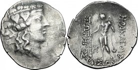 Celtic World. Celts in Eastern Europe. AR Tetradrachm, imitation of Thasos, after 148 BC. D/ Wreathed head of young Dionysos right. R/ Herakles standi...
