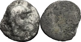 Greek Italy. Etruria, Populonia. AR 5-Asses, 3rd century BC. D/ Head of Turms right, wearing petasus; behind, traces of V. Linear border. R/ Blank. Ve...