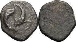 Greek Italy. Etruria, Populonia. AR Obol (?), 3rd century BC. D/ Two dolphins. Dotted border. R/ Blank. Vecchi EC I, 122 (unrecorded die); HN Italy 23...
